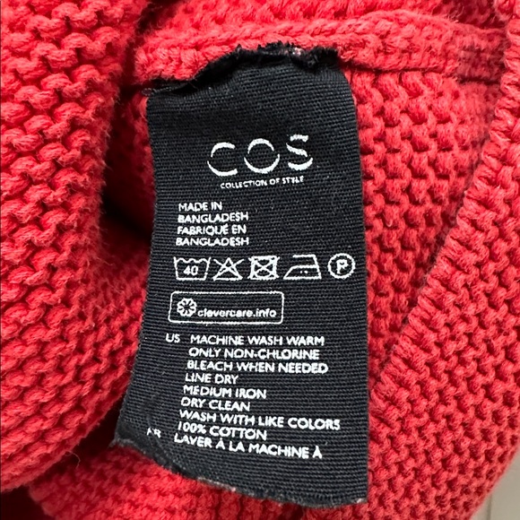 COS Red Crew Neck Sweater size Large - Picture 3 of 6